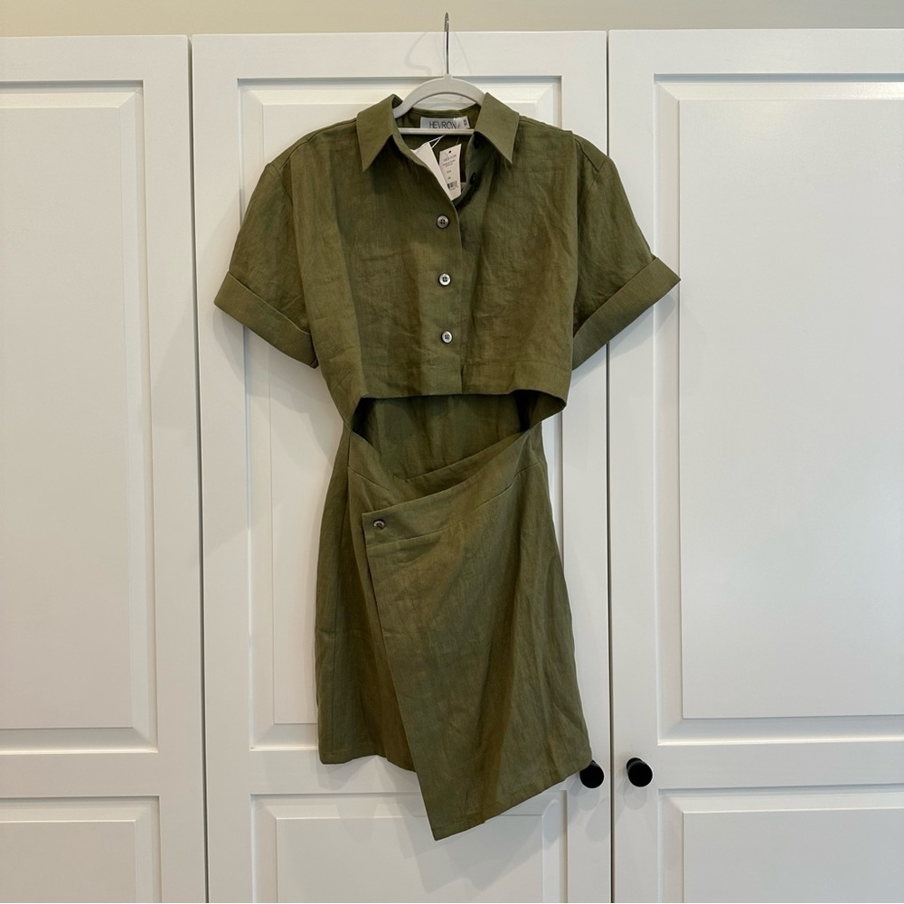 Hevron Linen Cutout Dress